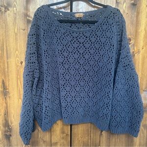 POL Dark Gray Crochet Knit Sweater